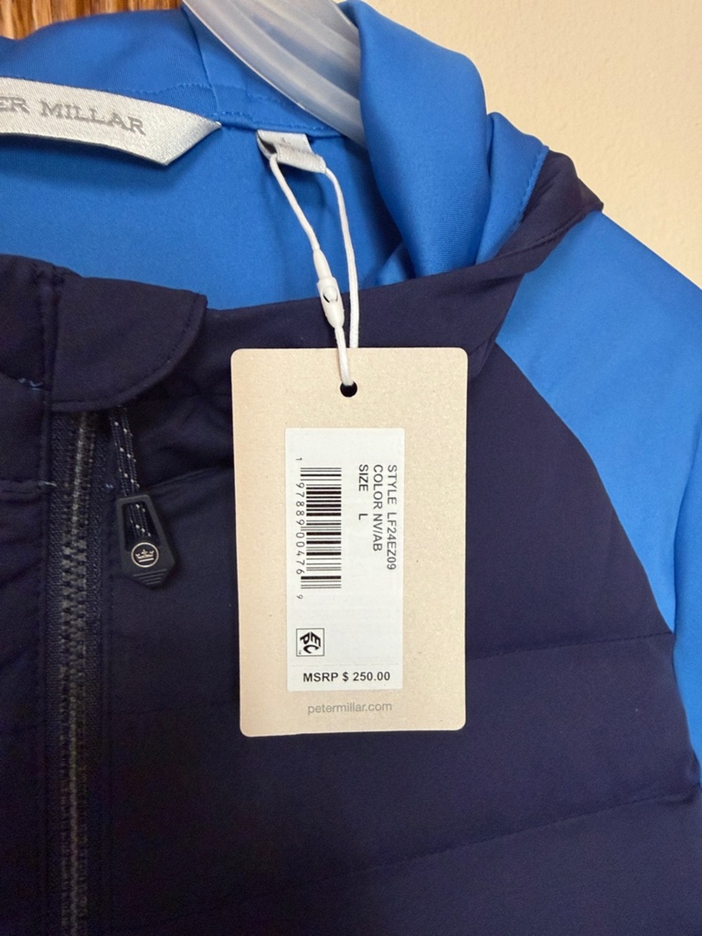 Peter Millar Navy and Royal Blue Half-Zip Hooded Pullover - Picture 2 of 4